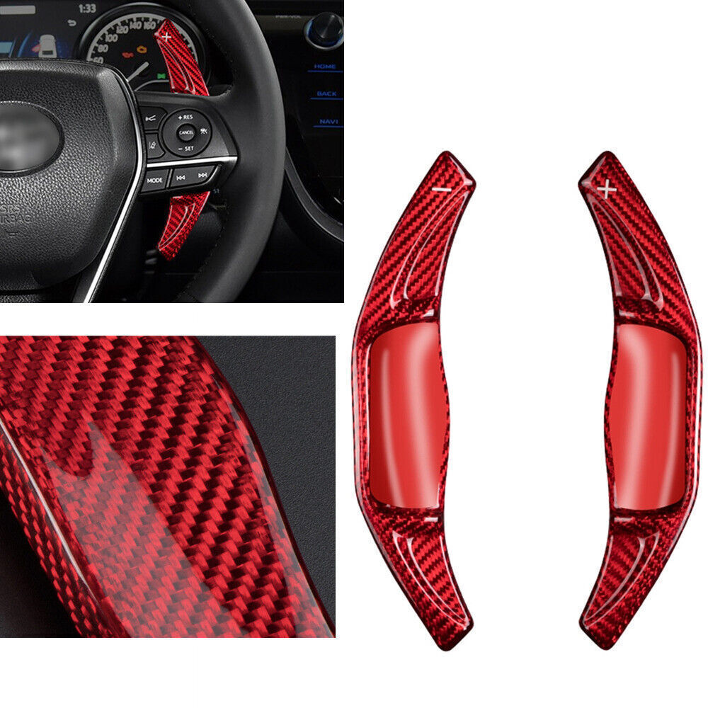Red Carbon ABS Steering Wheel Shift Paddle Extensions for Toyota for Camry 2018-2023