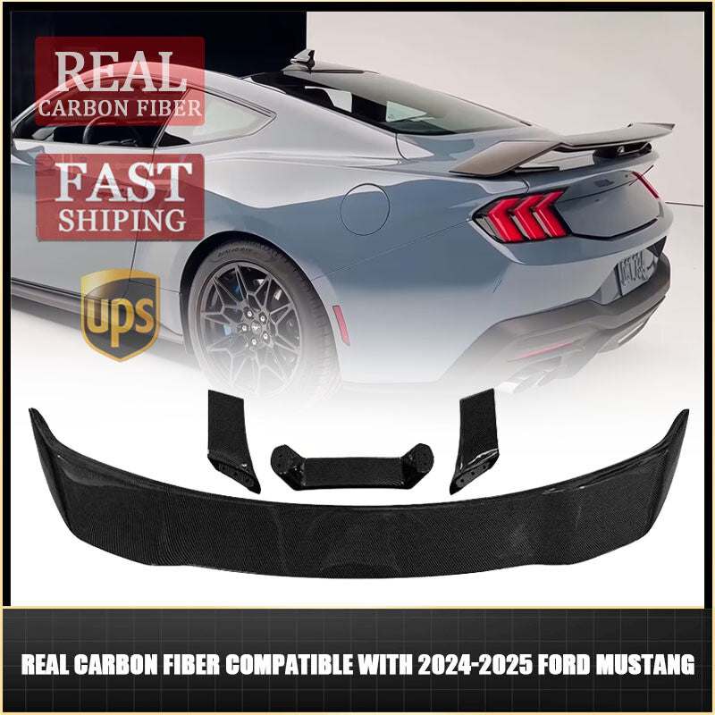 For 24-Up for Ford for Mustang S650 | GT Style CARBON FIBER Rear Trunk Lid Wing Spoiler