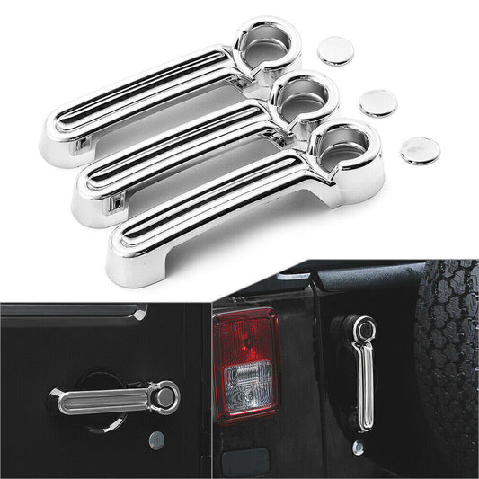 Exterior Door Handle Tailgate Cover Trim Fit for JEEP for Wrangler JK 07-17 2Dr Chrome