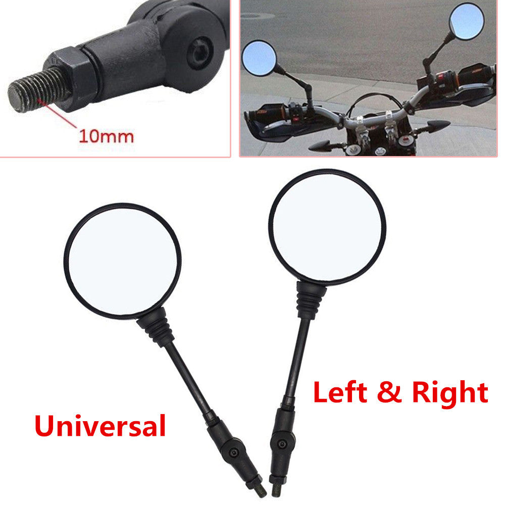 Universal motorcycle, scooter, and bicycle folding rearview mirror kit (10mm/8mm thread) n