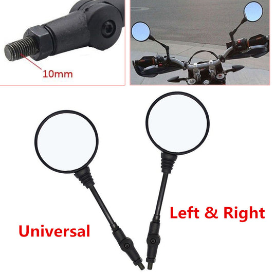Universal motorcycle, scooter, and bicycle folding rearview mirror kit (10mm/8mm thread) n