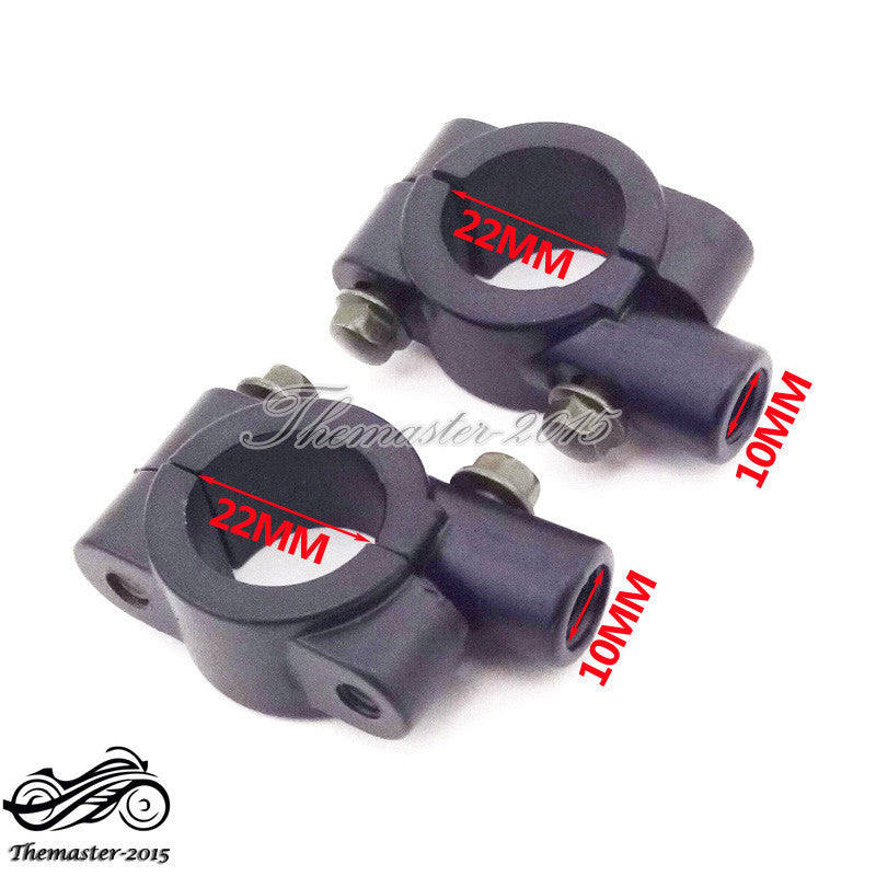 10mm Mirror Mount Holders Bracket Clamp For 7/8 Handlebar ATV Motorcycle Q