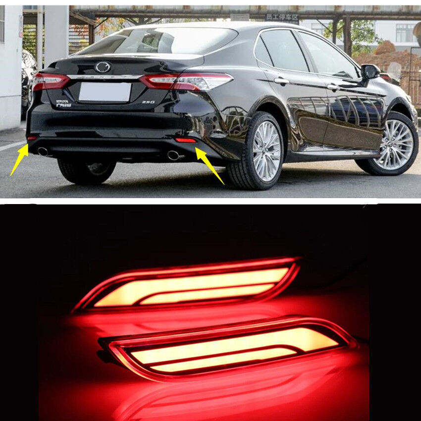 For Toyot@a for Camry 2019-2022 Red LED Rear Bumper Fog Light Tail Brake Lamp 2pcs n