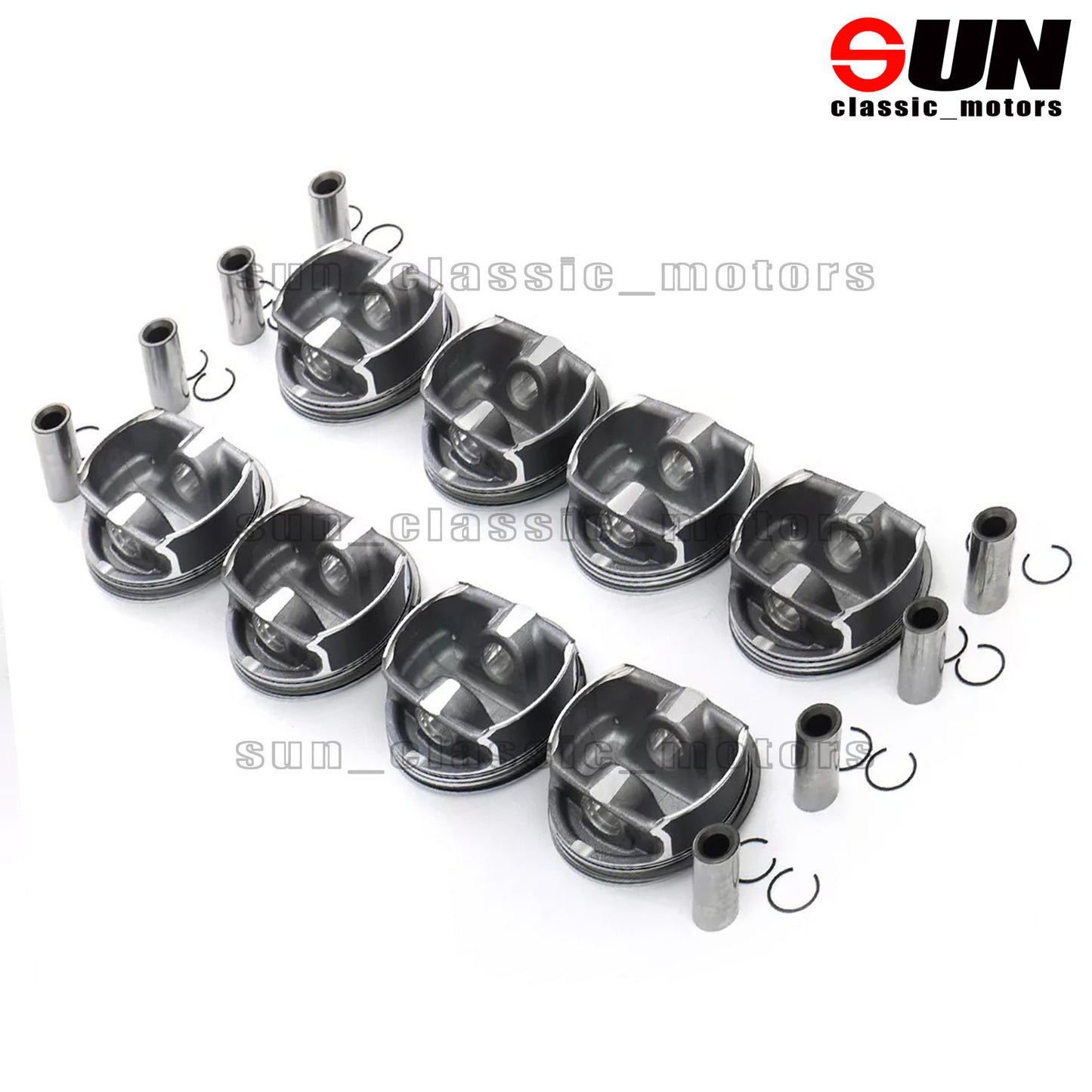 8-Piece Piston and Ring Set STD for 550i, 650i, 750i, X5, E63, E64, E53, E70, N62B48 4.8L