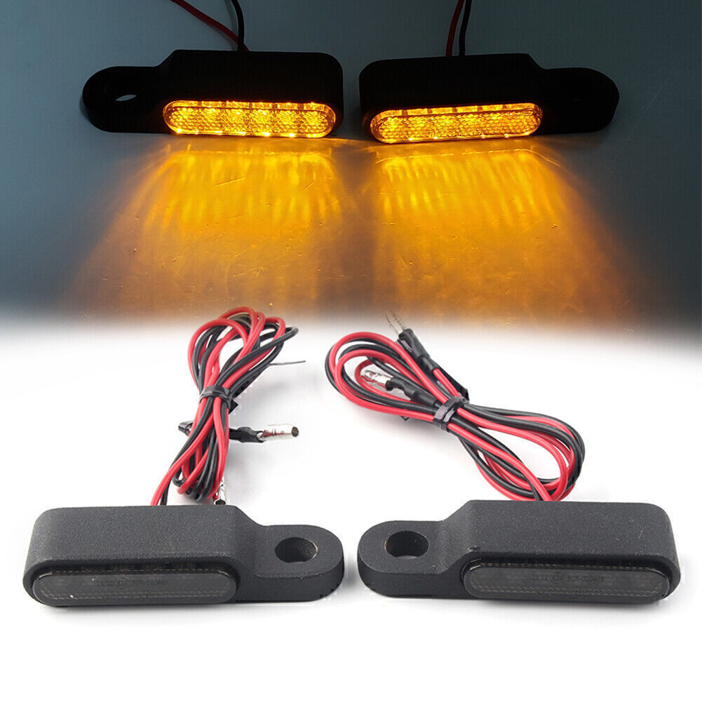 LED Turn Signal Light Brake Clutch Lever Flashers Black 2PC Universal Motorcycle Q