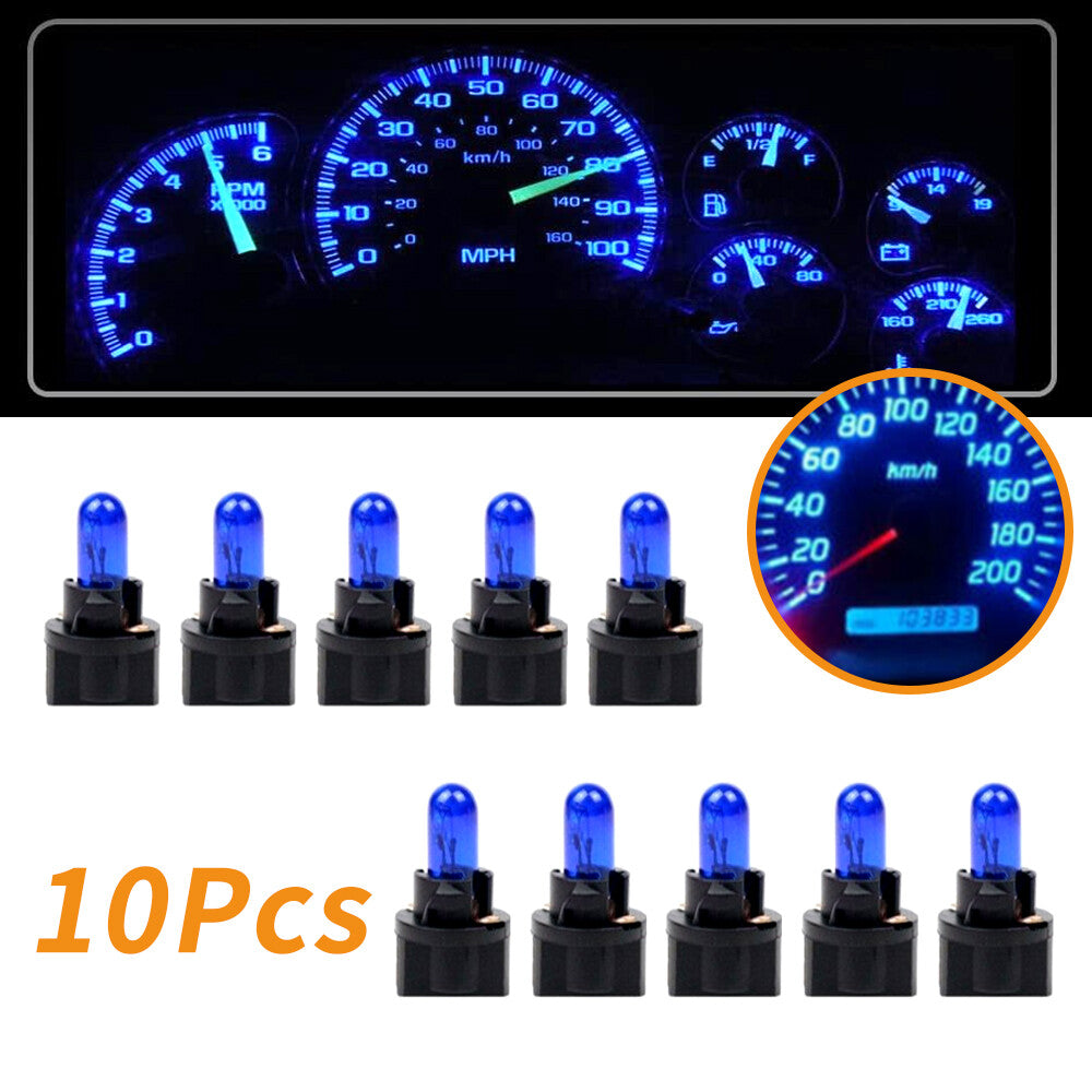 10 x T5 SMD Automotive LED Bulbs, Dashboard Instrument Interior Blue Accessories - n