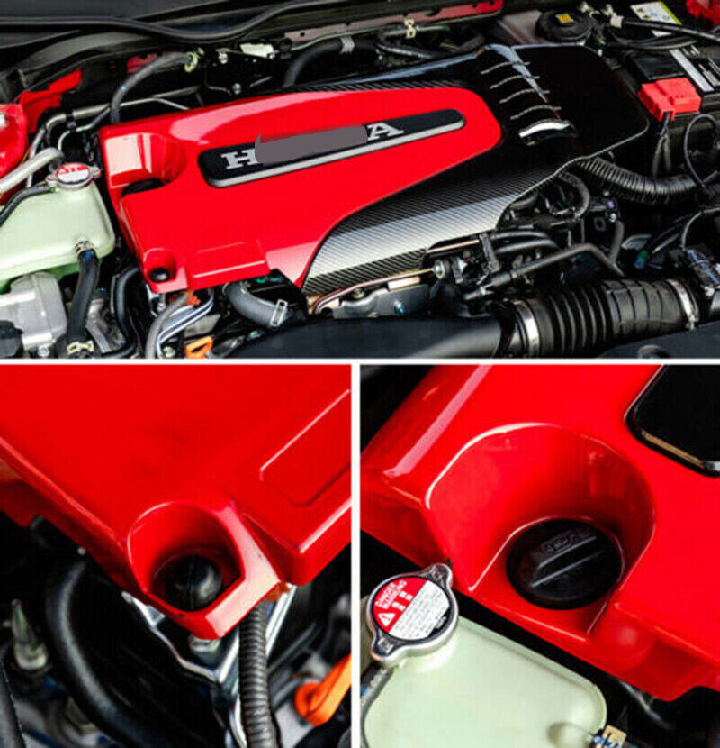 for Honda for Civic 2016-21 1.5T RedCarbon ABS Engine Hood Cover Bonnet With Screw