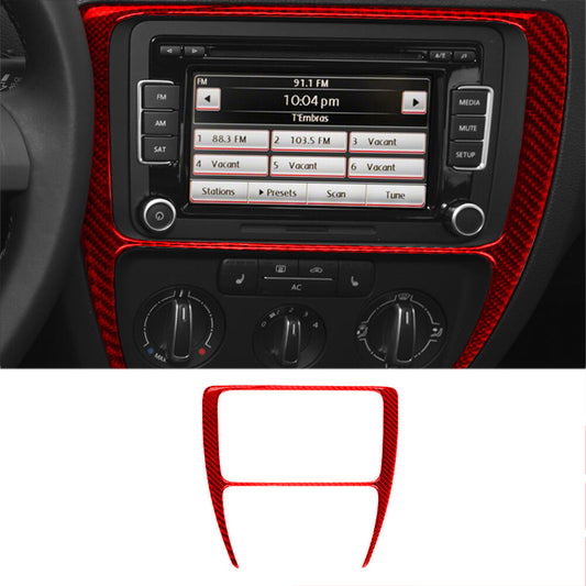 Red carbon fiber center console frame trim for Volkswagen for Jetta 2011-2014