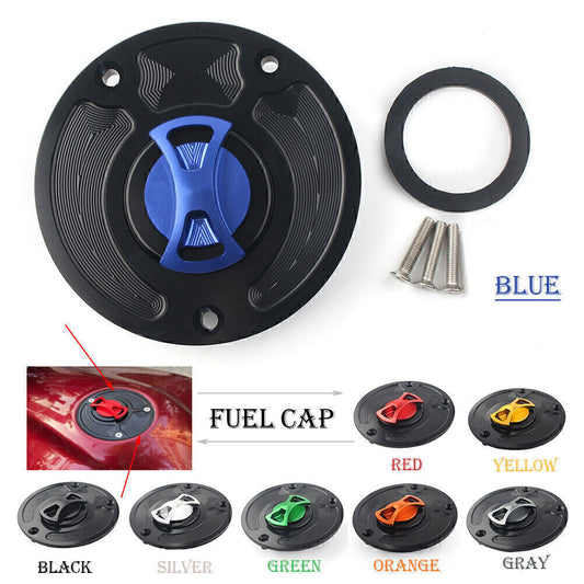 1x Motorbike Fuel Gas Tank Cap Cover Aluminum Keyless Fit for Kawasaki ZX10R ZX9R Q