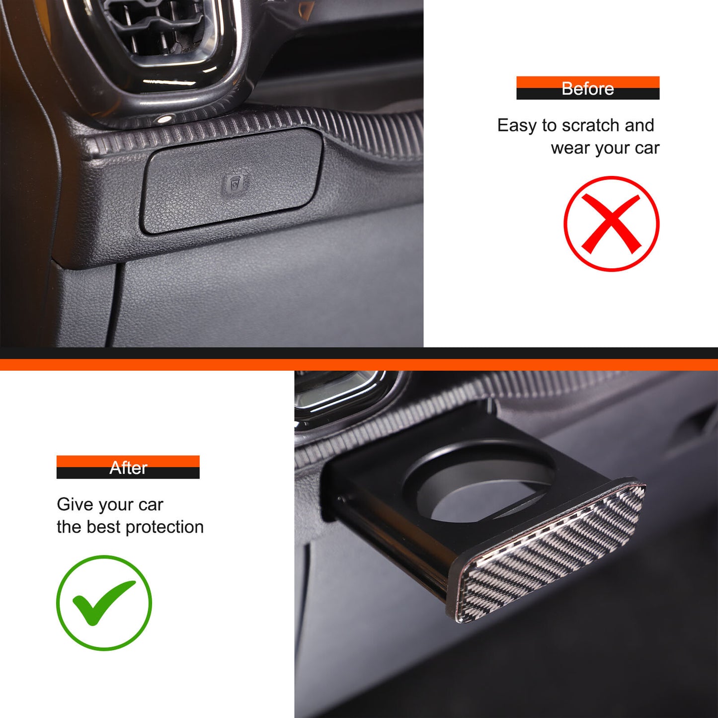 Carbon fiber passenger concealed cup holder switch sticker for Ranger 2023-24 n