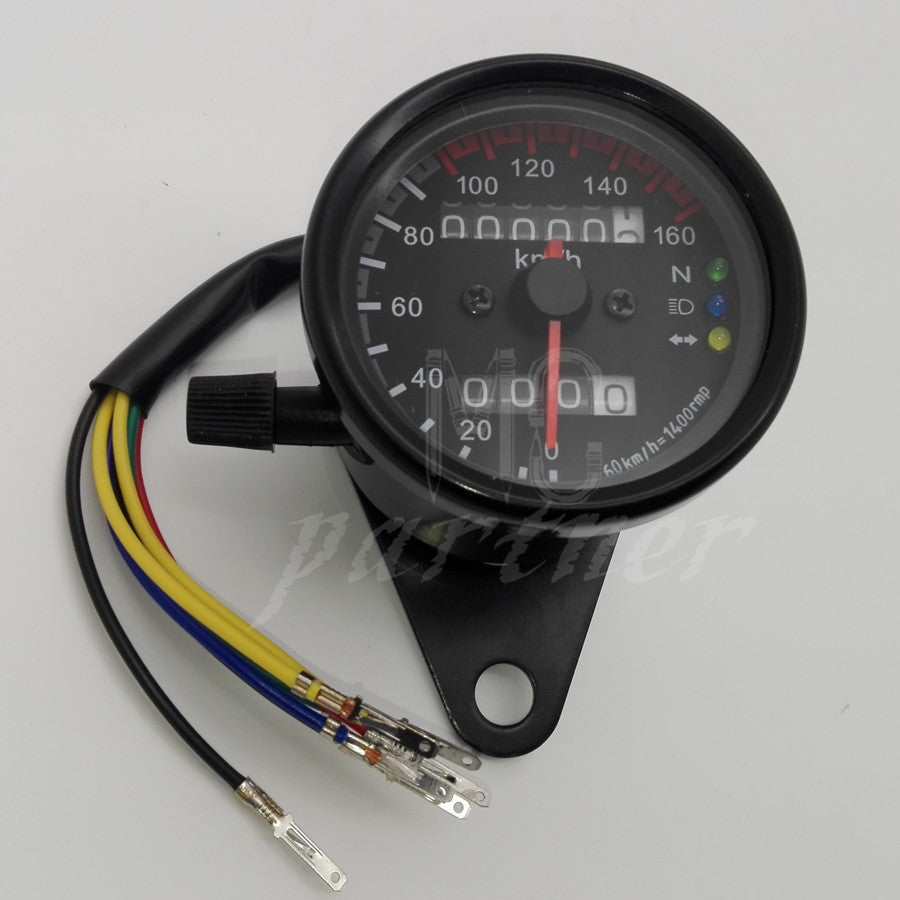 Black Motorcycle Dual LED Backlight Signal Odometer Mileage Speedometer Gauge Q