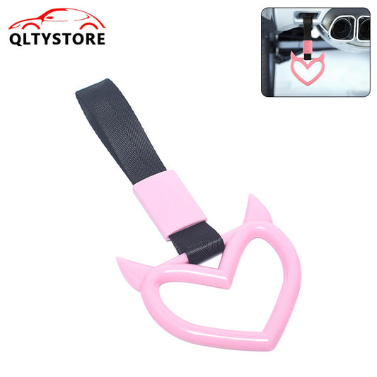 Devil Heart Red JDM Tsurikawa Ring Subway Train Bus Handle Strap Charm Pink