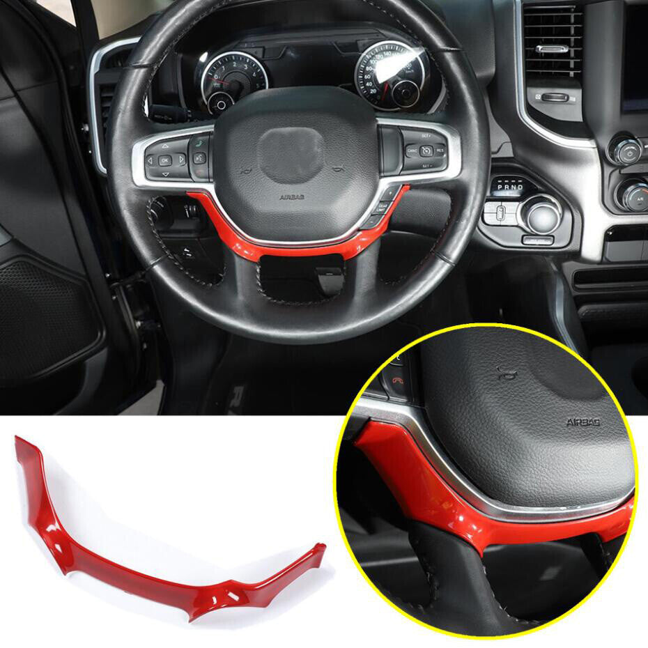 For 2019-2022 for Dodge for RAM 3500 Red Interior Car Steering Wheel Cover Trim Strip 1P v