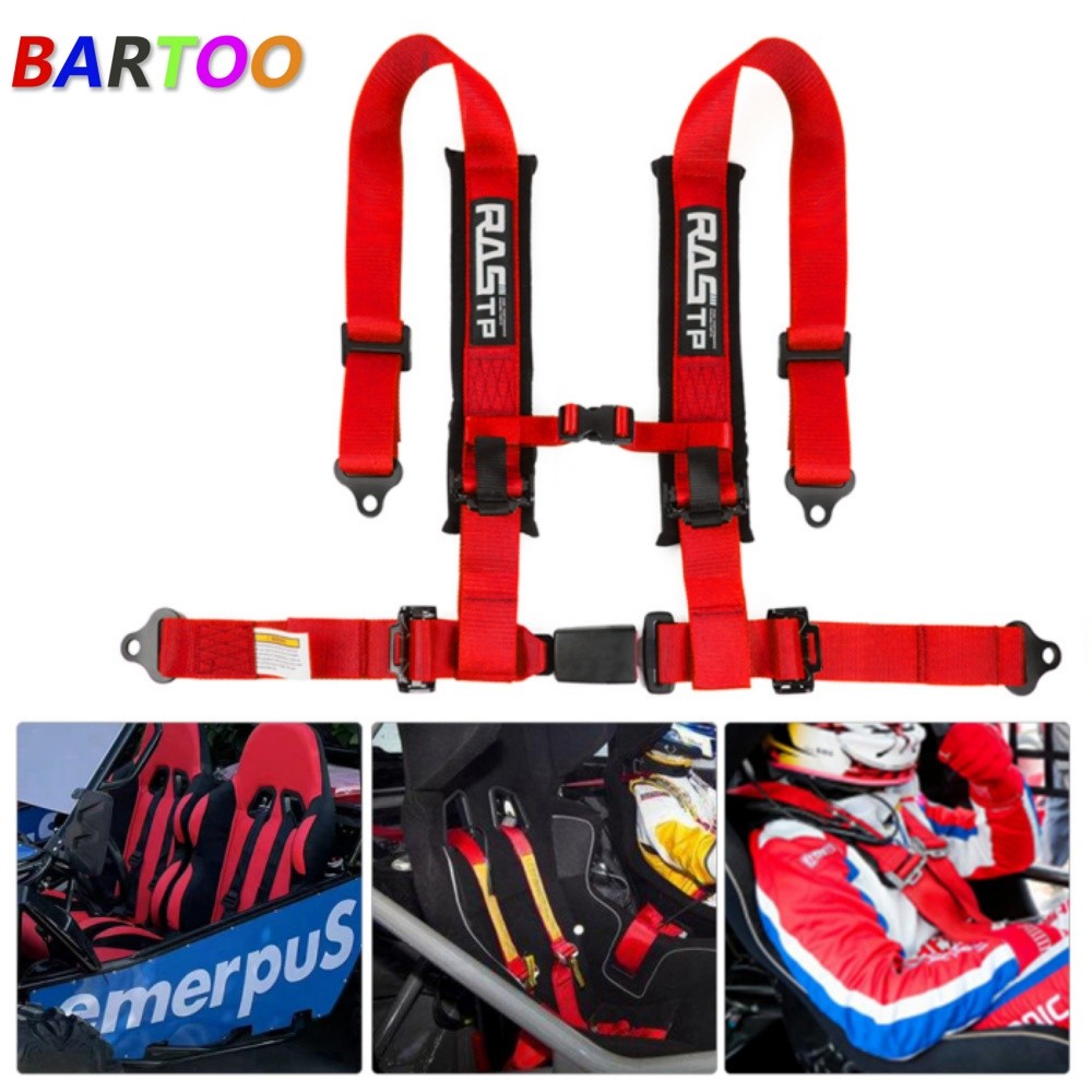 Universal Red 4 Point Buckle Racing for Seat Belt Harness 2 Straps Q