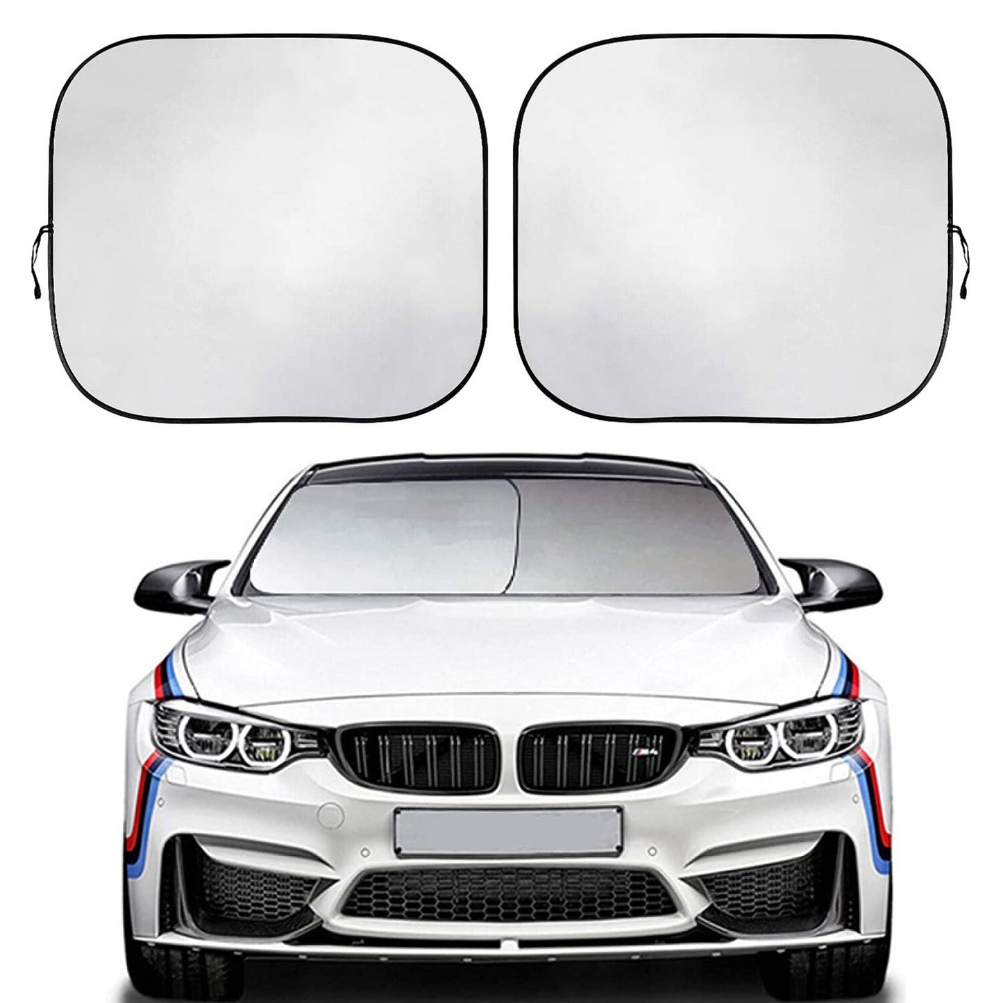 2-piece set for car windshield sunshade UV heat block rear window cover sun visor - n