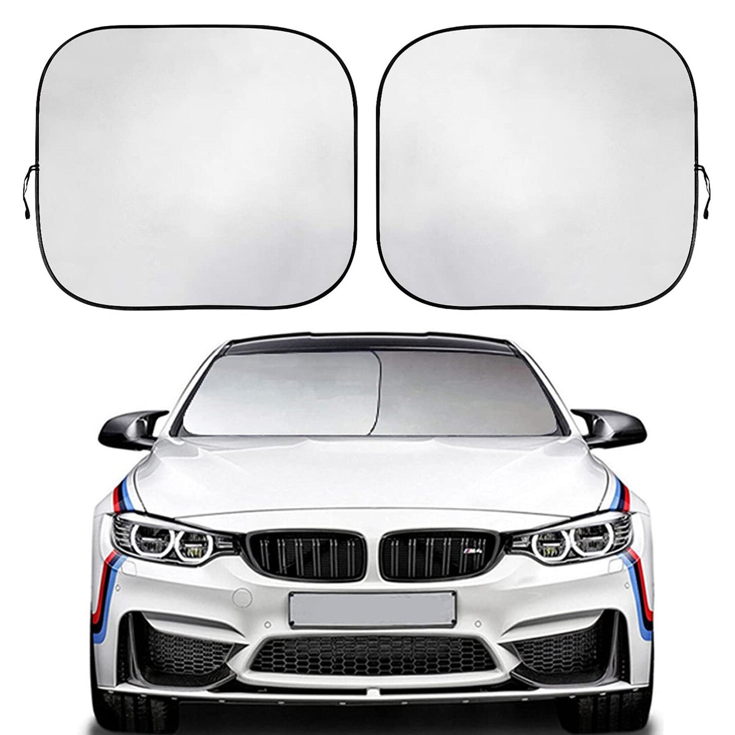 2-piece set for car windshield sunshade UV heat block rear window cover sun visor - n