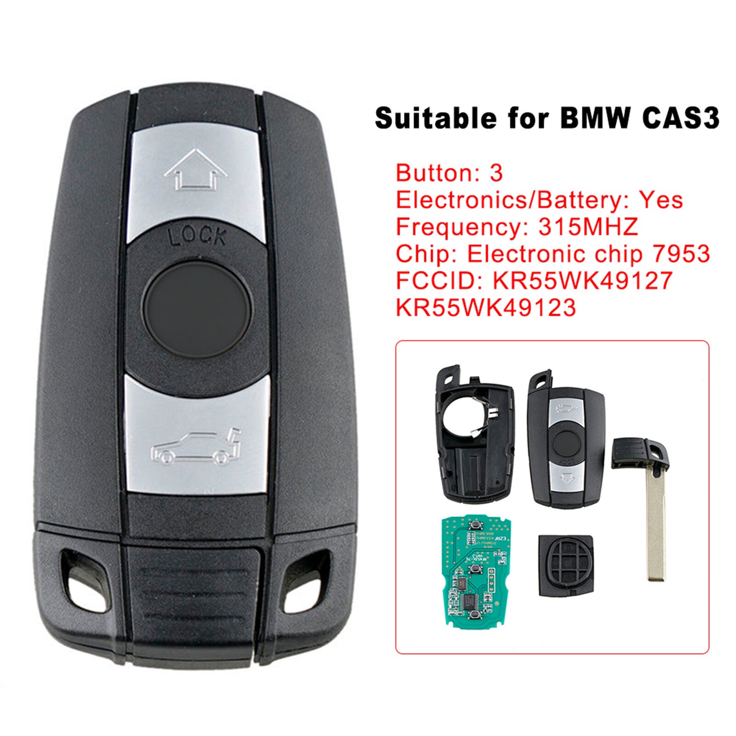 2-Pack Car Remote Keychains KR55WK49127 Suitable for BMW 128i 135i 328i 335i 525i 535i 528i