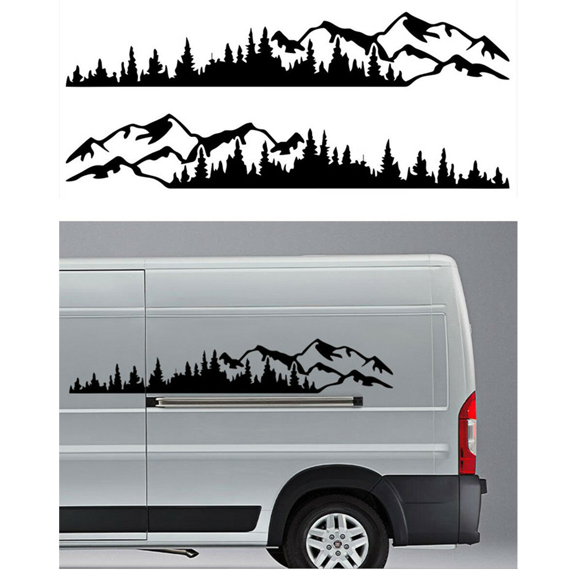 Car Side Body Sticker Decor Vinyl Tree Mountain Forest Decal For RV Trailer 2pcs