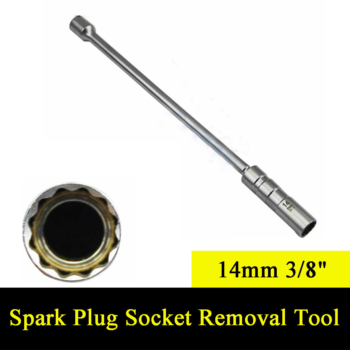 14mm 3/8 Drive Point Remover Wrench Spark Plug Socket Removal Tool For Auto
