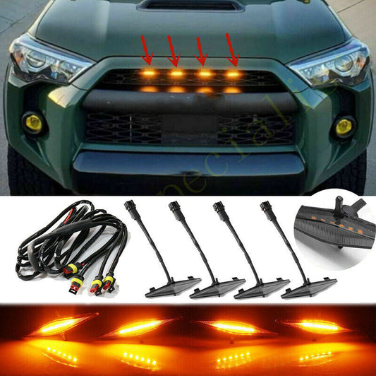 for Toyota 4Runner 2011-2024 smoke Style Front Grill LED Marker Light Kit