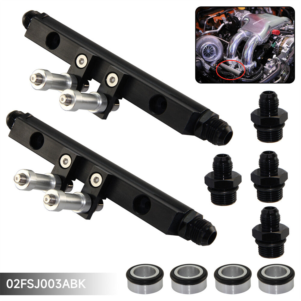 Oil Fuel Injector Rail w/ Fitting Kit for Subaru Impreza WRX STI EJ20 EJ25 Black