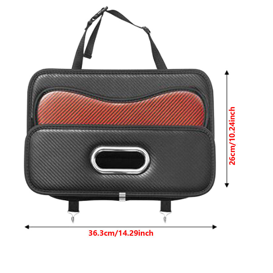 Car for seat back pocket, car document multi-pocket bag, Pu'er leather storage box - n