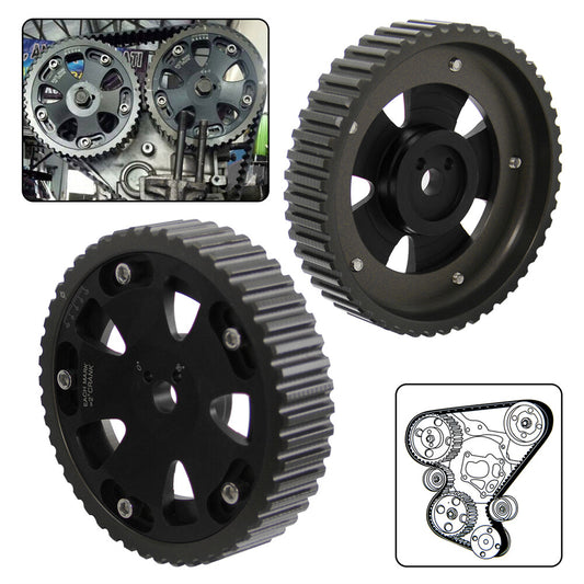 2PCS Adjustable Cam Gear for Mitsubishi Lancer EVO 1-9 Eclipse 4G63 2.0L Black