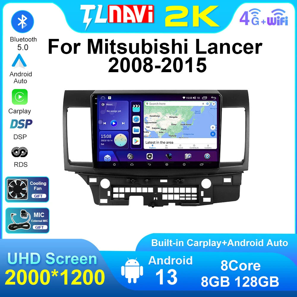 for Mitsubishi Lancer EX 2008-2015 Car Radio CarPlay GPS Multimedia Video Screen