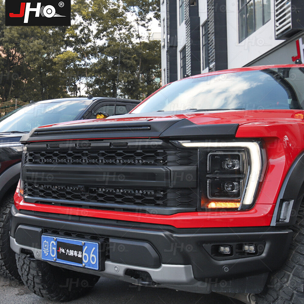 Hood Deflector Guard W/ Lights for Ford F150 Bug Shield Bonnet Protector