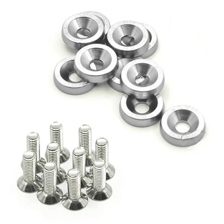 10-piece car hexagonal fasteners for bumpers, engines, concave screws, mudguards, washing machines, silver, suitable for Honda .