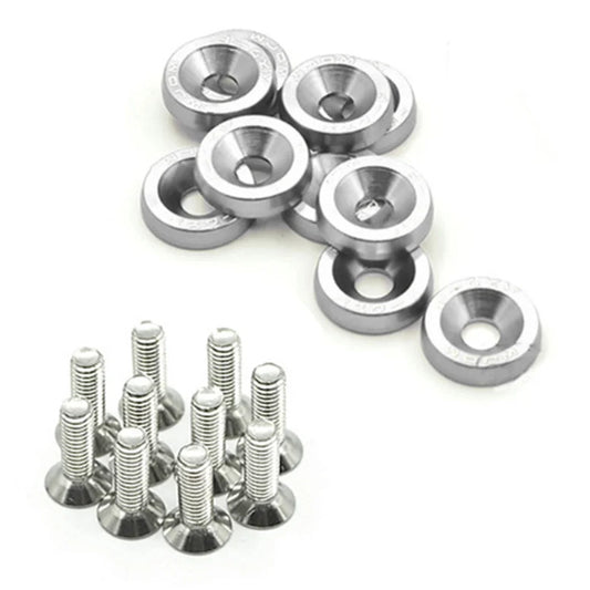 10-piece car hexagonal fasteners for bumpers, engines, concave screws, mudguards, washing machines, silver, suitable for Honda .