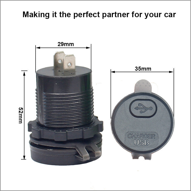 USB-C car charger socket, PD USB socket, QC3.0 USB charger socket with LED voltmeter. n