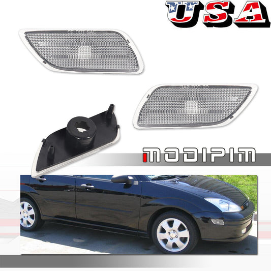 for Focus 2000 - 04 Transparent Front Fender Side Marker Light Housing Cover Set - v