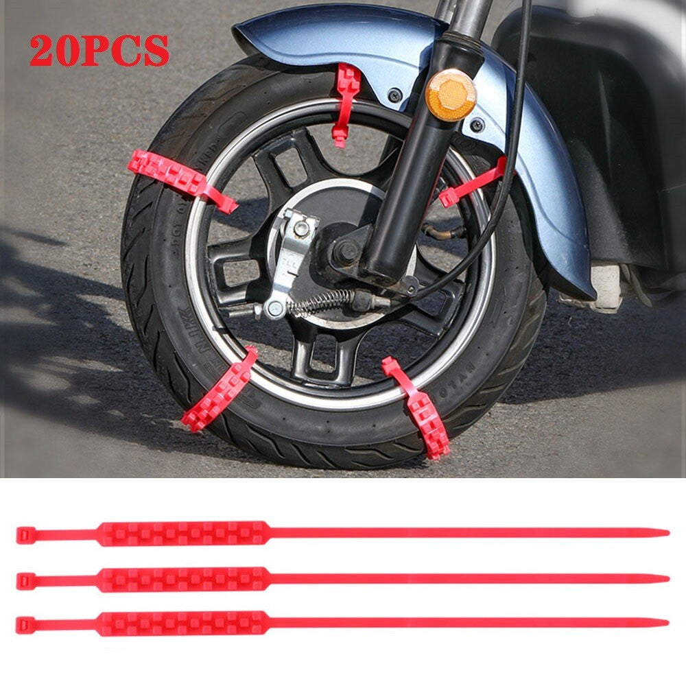 20x Red Motorcycle Scooter Wheels, Tires, Snow Chains, Winter Road Safety and Anti-Slip n