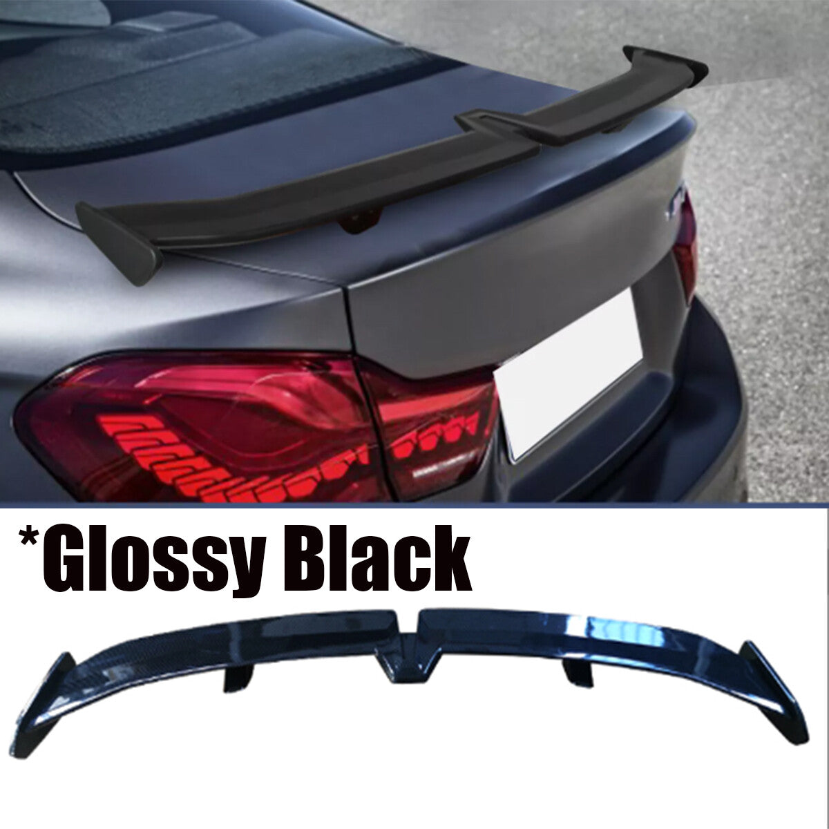 55-inch universal rear trunk boiler wing sedan professional style gloss black without diamonds Q