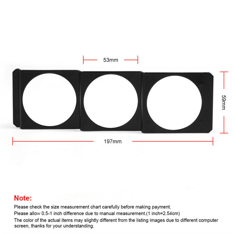 52mm Triple 3 Gauge Holder Pod Panel - Standard Stereo Radio Slot Single Din