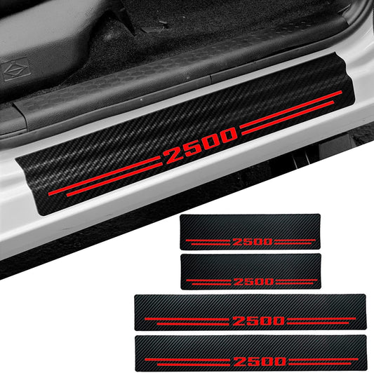 4pcs for Ram 2500 Red Carbon Fiber Car Truck Door Sill Plate Cover Protector