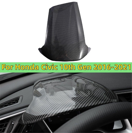 Carbon Fiber Look Front Dashboard Cover Trim for Honda for Civic 10th Gen 16-21 LHD Q