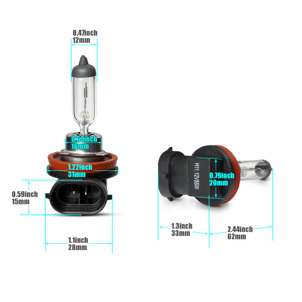 2-Piece H11 Halogen Car Headlights 55W 12V Automatic Low Beam Driving Bulbs n