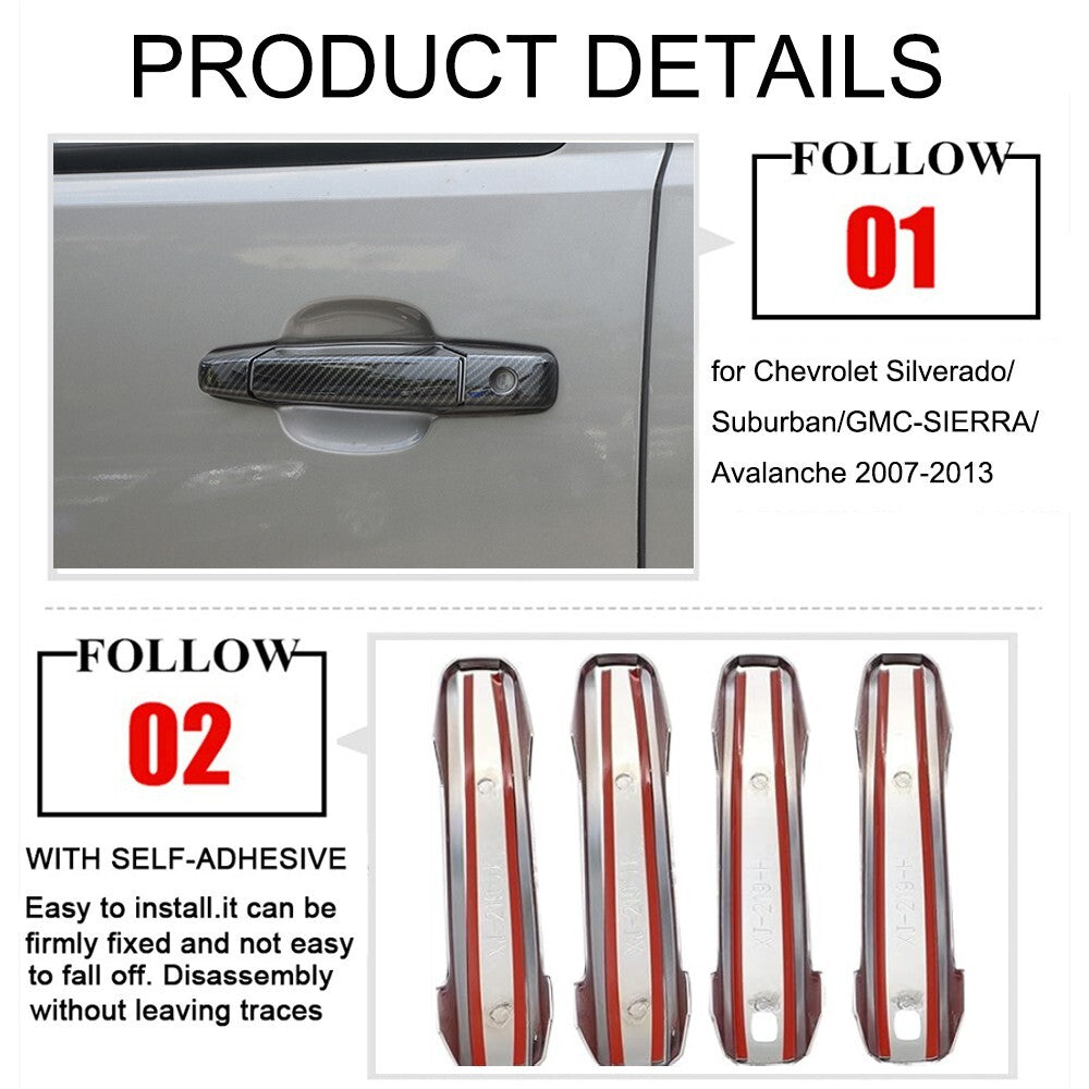 Carbon Door Handle Cover Trim for Chevrolet Silverado/Suburban/ for GMC - for SIERRA / 07-13