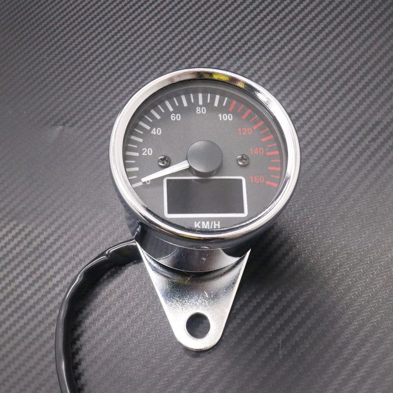 Chrome Digital LED LCD KM/H Speedometer Odometer Speed Fuel Level Gauge Meter Q