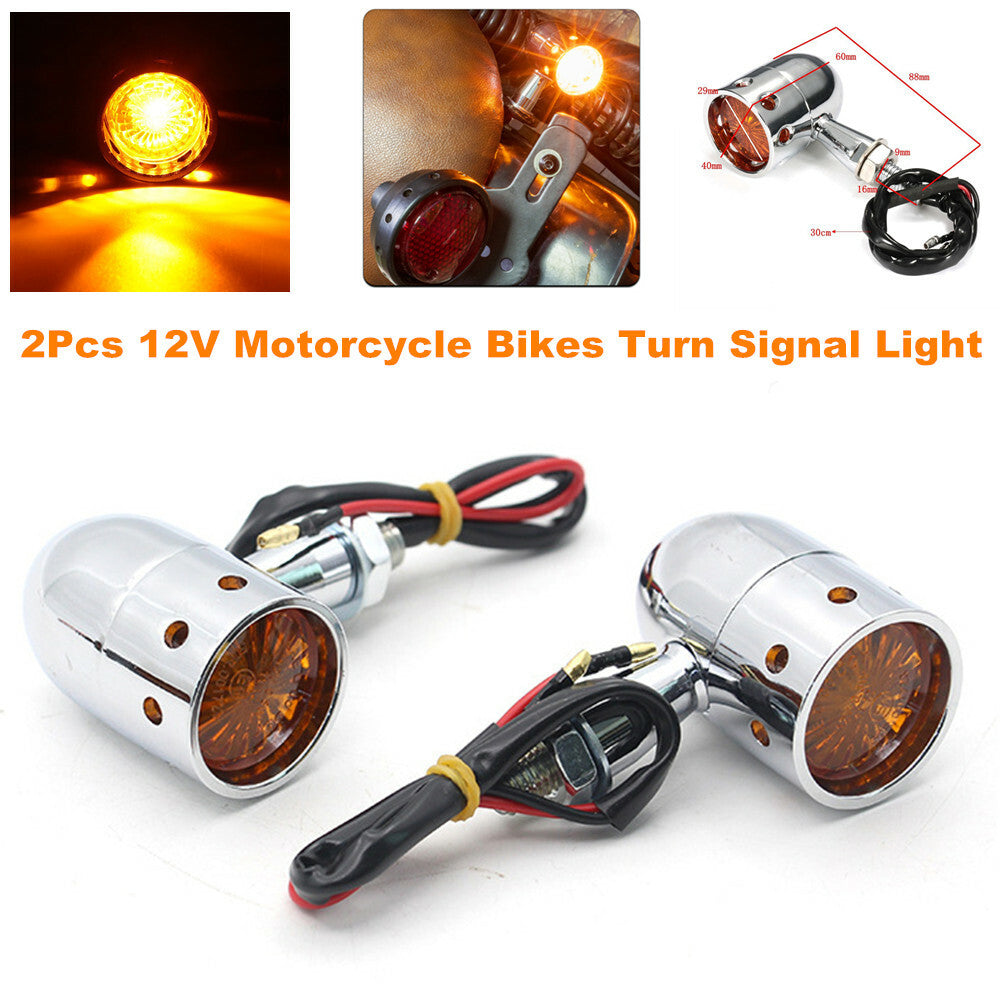 2pcs Retro Motorcycle Waterproof Corner Light Indicator Turn Signal Amber Light n