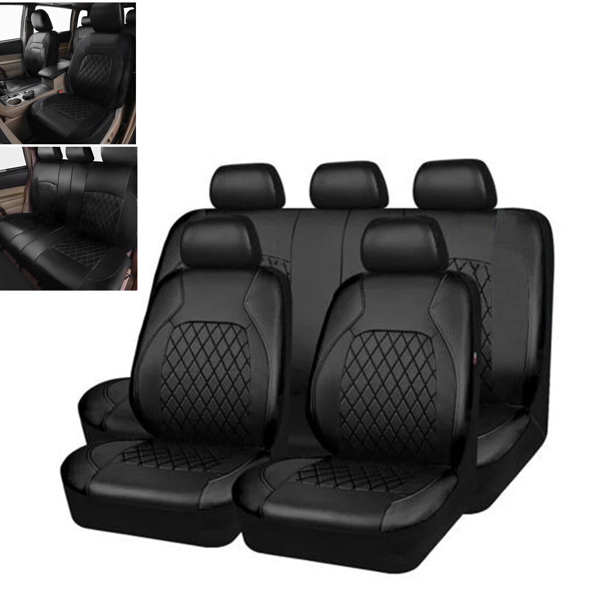 Full Set Car for Seat Covers 5- for Seat Front Rear Protector Black Fit for Honda Accord Q