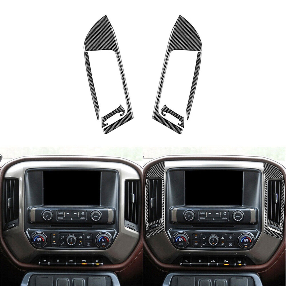 Carbon Fiber Central Air Outlet Cover Trim For Silverado for GMC for SIERRA 2014-2018