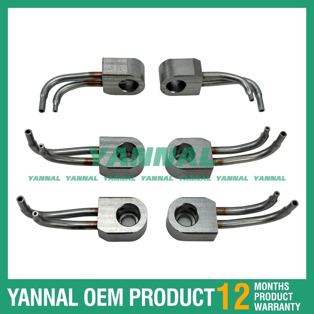 6 oil cooling nozzles, part numbers 2266478 and 2767222, for Caterpillar C13 engines.