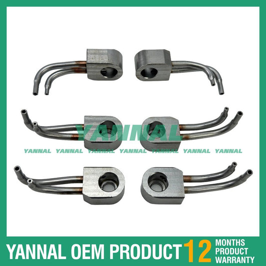 6 oil cooling nozzles, part numbers 2266478 and 2767222, for Caterpillar C13 engines.