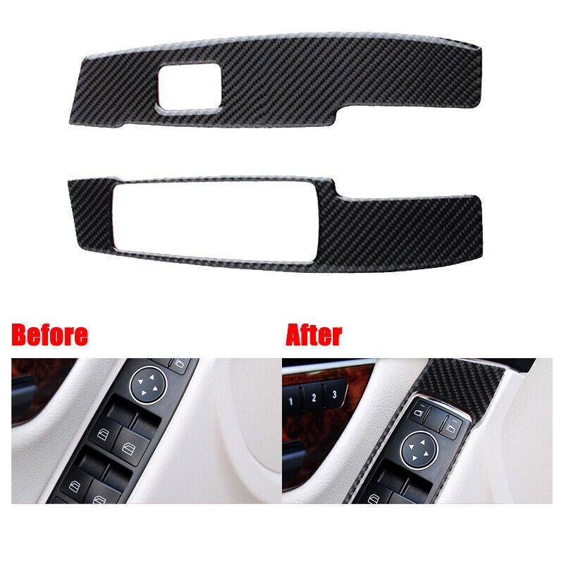 Carbon fiber window lifter switch panel decorative sticker for C W204 (2007-13) n