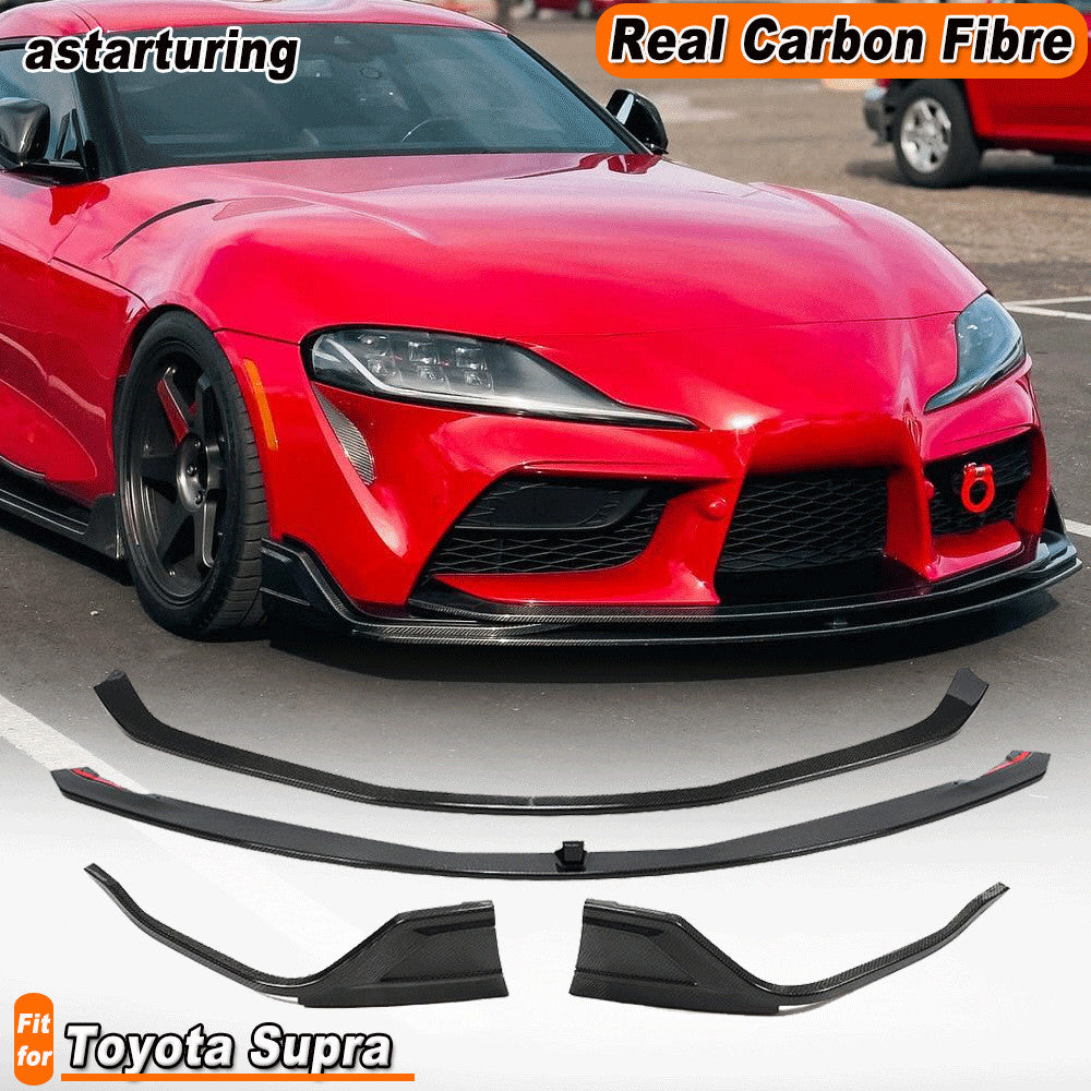 for Toyota Supra A90 GR REAL Carbon Front Bumper Lip Fins Splitter Chin 2019-22