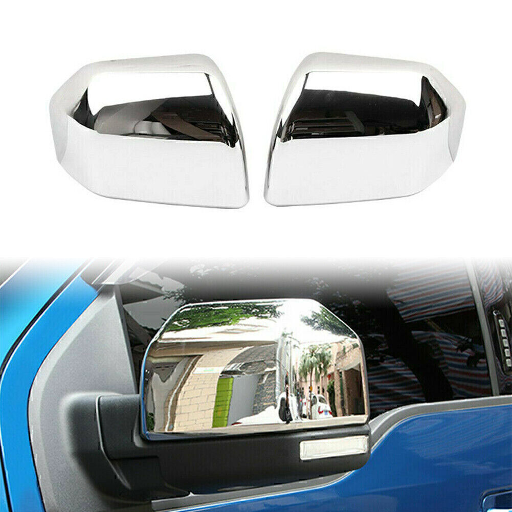 2x Chrome Rear View Mirror Cap Cover Trim Fit for Ford F150 F-150 2015-2019 2018 17
