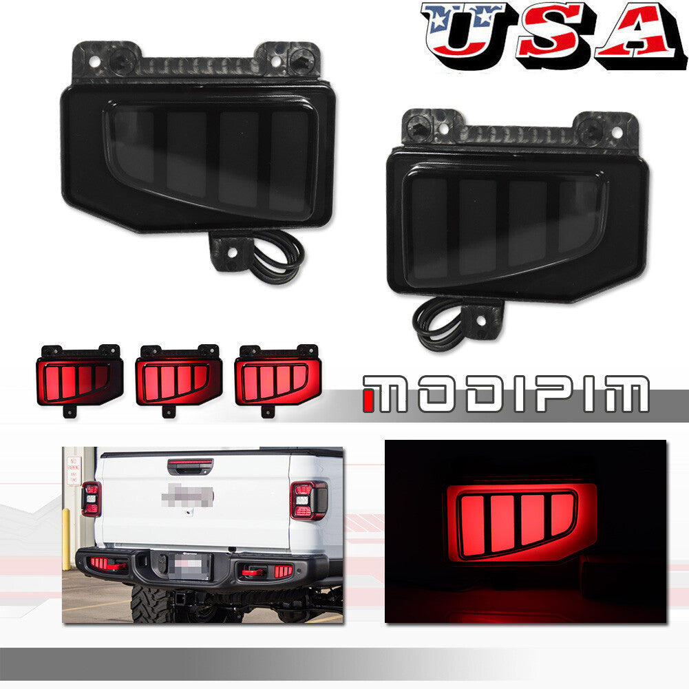 Smoked bumper reflector LED tail/brake sequence signal suitable for Jeep Gladiator JT- v